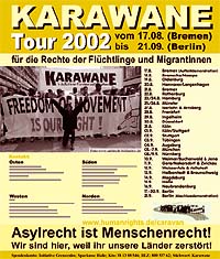 17.august bis 21.september 2002 - karawane für die rechte der flüchtlinge und migrantInnen